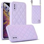 For iPhone XS / X Rhombic Texture Phone Case with Dual Lanyard(Purple)