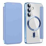 For Samsung Galaxy S24 5G MagSafe Magnetic RFID Anti-theft Leather Phone Case(Sierra Blue)