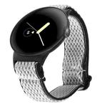 For Google Pixel Watch 2 / Pixel Watch 20mm Wave Braided Nylon Watch Band(White Black)