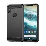 For Motorola Moto One Brushed Texture Carbon Fiber TPU Phone Case(Black)