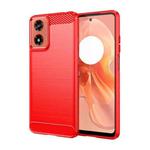 For Motorola Moto G04 Brushed Texture Carbon Fiber TPU Phone Case(Red)