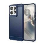 For Motorola Edge 50 Pro Brushed Texture Carbon Fiber TPU Phone Case(Blue)