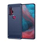 For Motorola Edge+ 2020 Brushed Texture Carbon Fiber TPU Phone Case(Blue)