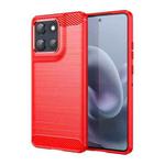 For Motorola Moto G86 5G Carbon Fiber Brushed Texture TPU Phone Case(Red)