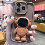 For iPhone 11 Pro Max Astronaut 3D Relief Holder TPU + PC Full Coverage Phone Case(Brown)