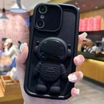 For iPhone XS Max Astronaut 3D Relief Holder TPU + PC Full Coverage Phone Case(Black)