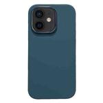 For iPhone 12 Electroplated Metal Lens Frame Design MagSafe Silicone Phone Case(Dark Blue)