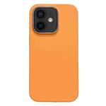 For iPhone 12 Electroplated Metal Lens Frame Design MagSafe Silicone Phone Case(Orange)