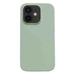 For iPhone 12 Electroplated Metal Lens Frame Design MagSafe Silicone Phone Case(Light Green)