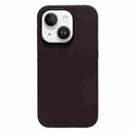 For iPhone 13 Electroplated Metal Lens Frame Design MagSafe Silicone Phone Case(Dark Coffee)