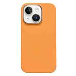 For iPhone 14 Electroplated Metal Lens Frame Design MagSafe Silicone Phone Case(Orange)
