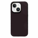 For iPhone 14 Electroplated Metal Lens Frame Design MagSafe Silicone Phone Case(Dark Coffee)