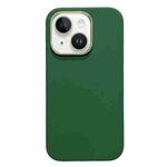 For iPhone 14 Plus Electroplated Metal Lens Frame Design MagSafe Silicone Phone Case(Dark Green)