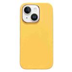 For iPhone 14 Plus Electroplated Metal Lens Frame Design MagSafe Silicone Phone Case(Yellow)