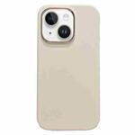 For iPhone 15 Electroplated Metal Lens Frame Design MagSafe Silicone Phone Case(White)