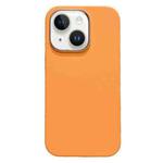 For iPhone 15 Plus Electroplated Metal Lens Frame Design MagSafe Silicone Phone Case(Orange)
