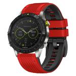For Garmin Fenix 7X Twill Two Color Quick Release Silicone Watch Band(Red Black)
