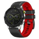 For Garmin Fenix 7 Twill Two Color Quick Release Silicone Watch Band(Black Red)