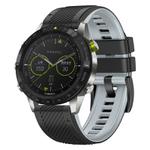 For Garmin Fenix 7 Twill Two Color Quick Release Silicone Watch Band(Black Grey)