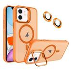 For iPhone 11 Invisible Lens Holder MagSafe Phone Case(Orange)