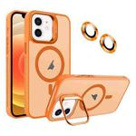 For iPhone 12 Invisible Lens Holder MagSafe Phone Case(Orange)