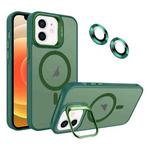 For iPhone 12 Invisible Lens Holder MagSafe Phone Case(Army Green)