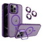 For iPhone 12 Pro Invisible Lens Holder MagSafe Phone Case(Dark Purple)