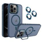 For iPhone 12 Pro Invisible Lens Holder MagSafe Phone Case(Navy Blue)