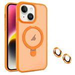 For iPhone 14 MagSafe Magnetic Holder Phone Case(Orange)