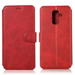 For Samsung Galaxy A6 Plus / A9 Star Lite Calf Texture Magnetic Buckle Horizontal Flip Leather Case with Holder & Card Slots & Wallet & Photo Frame(Red)