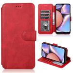 For Samsung Galaxy A10s Calf Texture Magnetic Buckle Horizontal Flip Leather Case with Holder & Card Slots & Wallet & Photo Frame(Red)