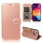 For Samsung Galaxy A30 Calf Texture Magnetic Buckle Horizontal Flip Leather Case with Holder & Card Slots & Wallet & Photo Frame(Rose Gold)