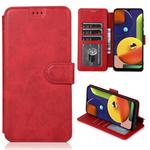 For Samsung Galaxy A50s Calf Texture Magnetic Buckle Horizontal Flip Leather Case with Holder & Card Slots & Wallet & Photo Frame(Red)