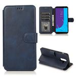 For Samsung Galaxy J8(2018) Calf Texture Magnetic Buckle Horizontal Flip Leather Case with Holder & Card Slots & Wallet & Photo Frame(Blue)