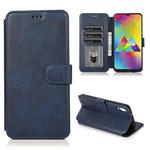 For Samsung Galaxy M10 Calf Texture Magnetic Buckle Horizontal Flip Leather Case with Holder & Card Slots & Wallet & Photo Frame(Blue)