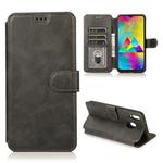 For Samsung Galaxy M20 Calf Texture Magnetic Buckle Horizontal Flip Leather Case with Holder & Card Slots & Wallet & Photo Frame(Black)