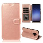 For Samsung Galaxy S9 Calf Texture Magnetic Buckle Horizontal Flip Leather Case with Holder & Card Slots & Wallet & Photo Frame(Rose Gold)