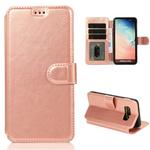 For Samsung Galaxy S10e Calf Texture Magnetic Buckle Horizontal Flip Leather Case with Holder & Card Slots & Wallet & Photo Frame(Rose Gold)