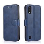 For Samsung Galaxy A01 Calf Texture Magnetic Buckle Horizontal Flip Leather Case with Holder & Card Slots & Wallet & Photo Frame(Blue)