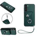 For Samsung Galaxy S23+ 5G Organ Card Bag Ring Holder PU Phone Case with Lanyard(Green)