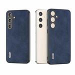 For Samsung Galaxy S24 5G ABEEL Black Edge Two-color Calf Texture PU Phone Case(Blue)