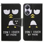 For OPPO A58 4G Colored Drawing Pattern Leather Phone Case(Penguin)