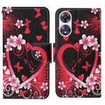 For OPPO A58 4G Colored Drawing Pattern Leather Phone Case(Red Heart)