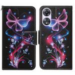 For OPPO A78 4G Colored Drawing Pattern Leather Phone Case(Fluorescent Butterfly)