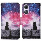 For OPPO A78 4G Colored Drawing Pattern Leather Phone Case(Star Sky Cat)