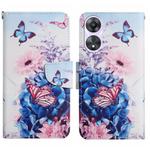 For OPPO A78 4G Colored Drawing Pattern Leather Phone Case(Purple Butterfly)