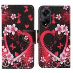 For OPPO A98 Colored Drawing Pattern Leather Phone Case(Red Heart)