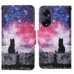 For OPPO A98 Colored Drawing Pattern Leather Phone Case(Star Sky Cat)
