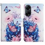 For OPPO A98 Colored Drawing Pattern Leather Phone Case(Purple Butterfly)