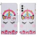 For Samsung Galaxy A15 Colored Drawing Pattern Leather Phone Case(Crown Unicorn)